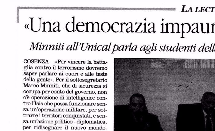 Difendere la democrazia dalle minacce globali, 16 aprile 2016 con Marco Minniti.