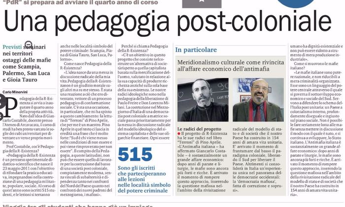 Gazzetta del Sud, pagina 38, 4° anno di Pedagogia della R-Esistenza.