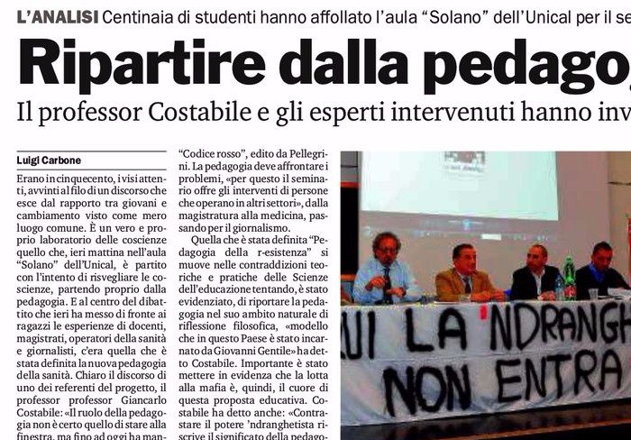 Gazzetta del Sud, pagina 25, 1° seminario del 2013.