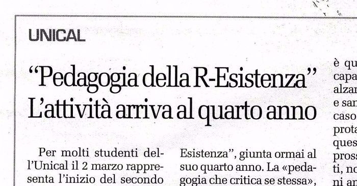 Cronache de Il Garantista, pagina 13, 4° anno di Pedagogia della R-Esistenza.