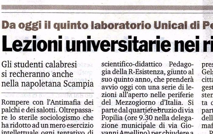 Gazzetta del Sud, pagina 21, 5°anno di Pedagogia della R-Esistenza.