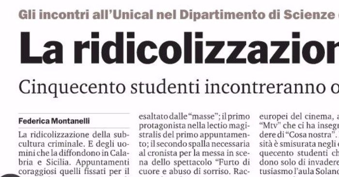 Gazzetta del Sud, pagina 28, PdR incontra Lirio Abbate e Pif.