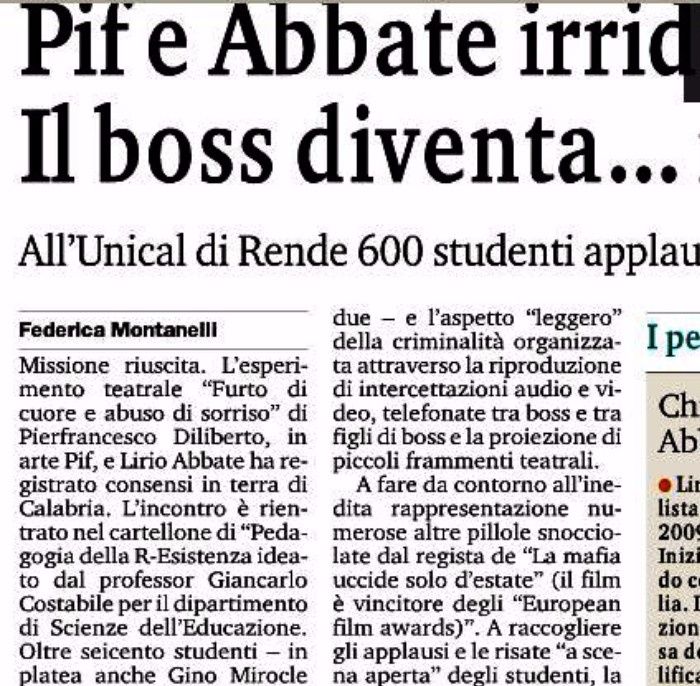 Gazzetta del Sud, pagina 25, PdR incontra Lirio Abbate e Pif.