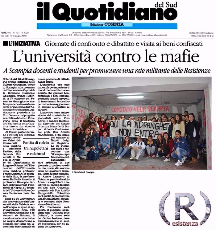 Il Quotidiano del Sud, pagina 19, PdR a Scampia.
