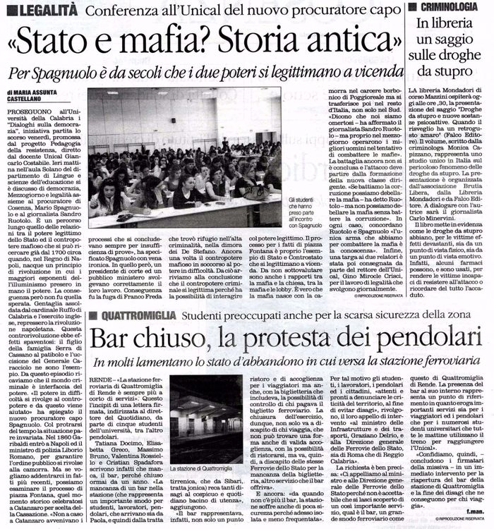 Il Quotidiano del Sud, pagina 18, PdR incontra Mario Spagnuolo e Sandro Ruotolo.