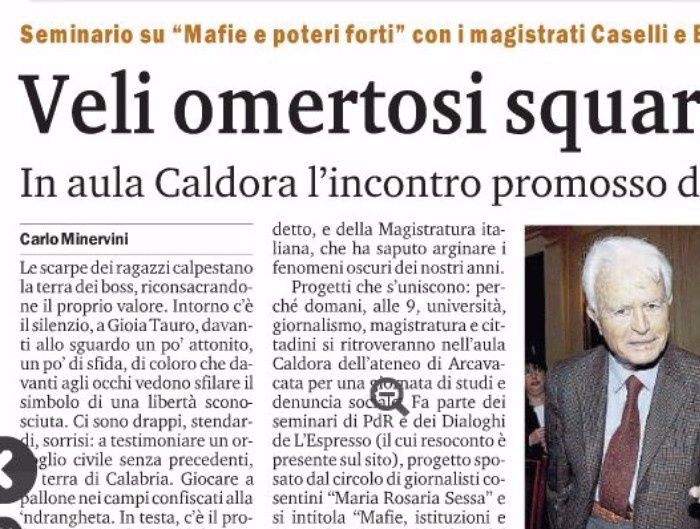 Gazzetta del Sud, pagina 23, PdR incontra L'Espresso e il Giudice Gian Carlo Caselli.