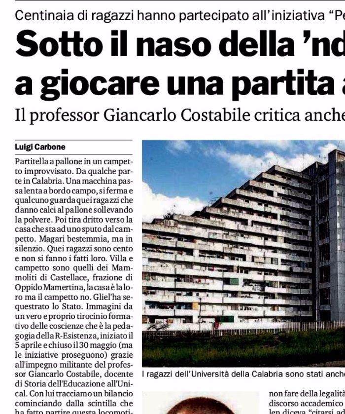 Gazzetta del Sud, 1 giugno 2013 - pagina 29, Pedagogia della R-Esistenza.
