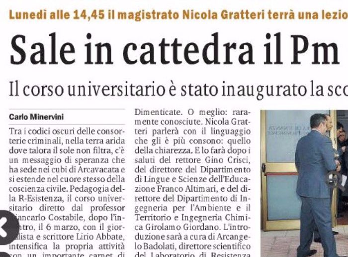 Gazzetta del Sud, pagina 23, PdR incontra il Giudice Nicola Gratteri.