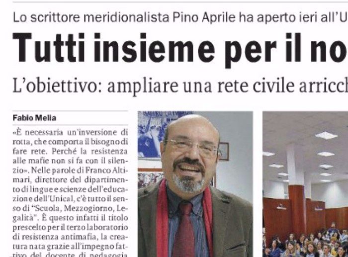 Gazzetta del Sud, pagina 30, PdR incontra il suo Maestro: Pino Aprile.