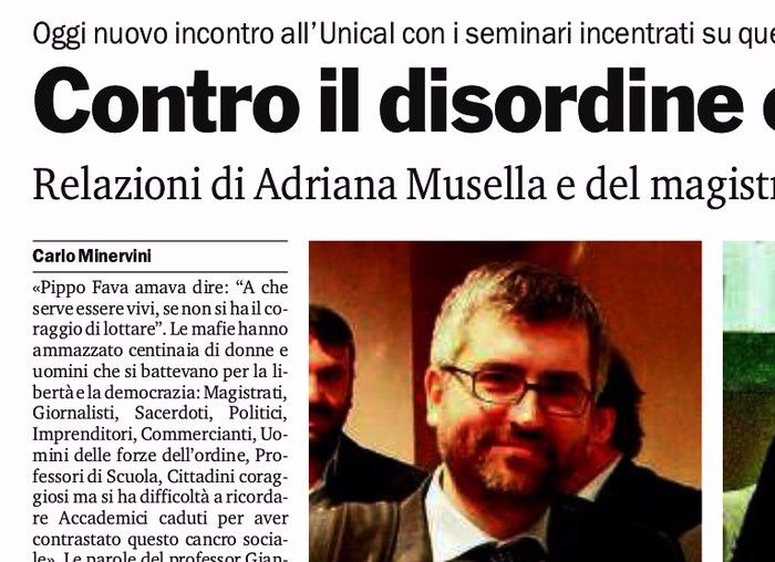 Gazzetta del Sud, pagina 31, PdR incontra il Giudice Giuseppe Lombardo.