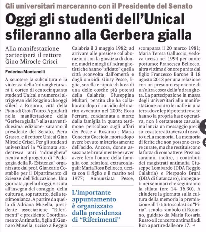 Gazzetta del Sud, pagina 29, PdR a Rosarno.