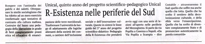 La Provincia di Cosenza, pagina 12, il progetto di PdR.