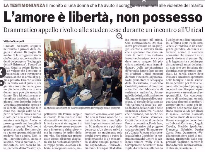 Gazzetta del Sud, pagina 29, seminario di PdR.