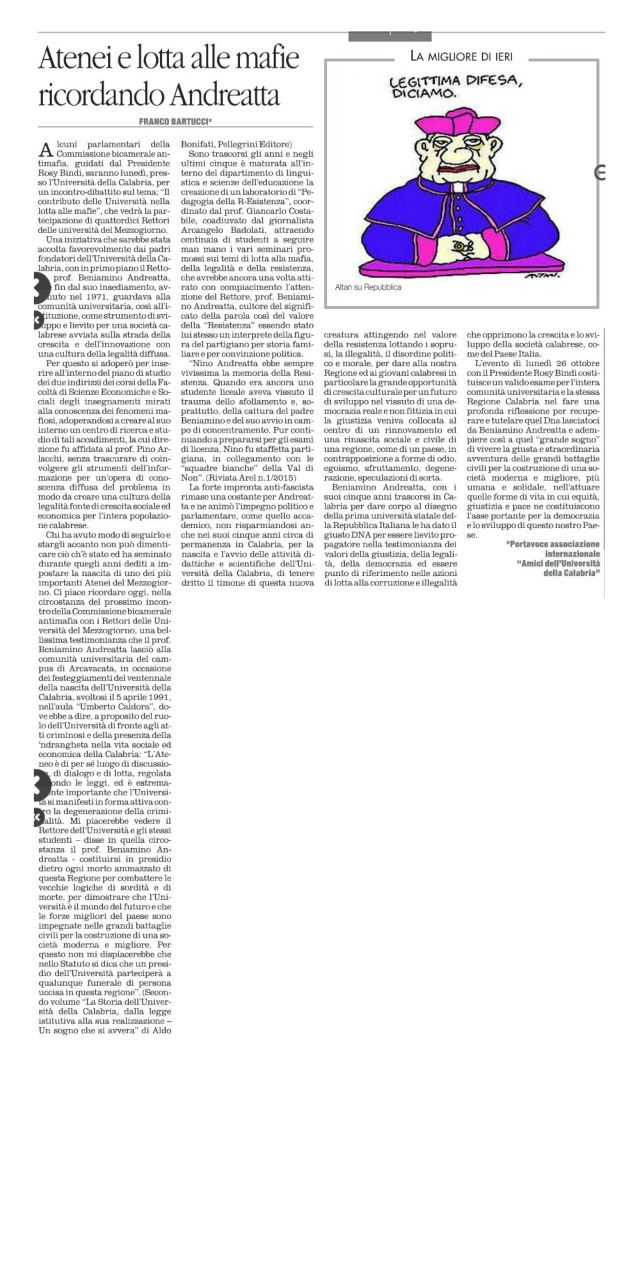 Il Quotidiano del Sud, pagina 45, Franco Bartucci parla di PdR.