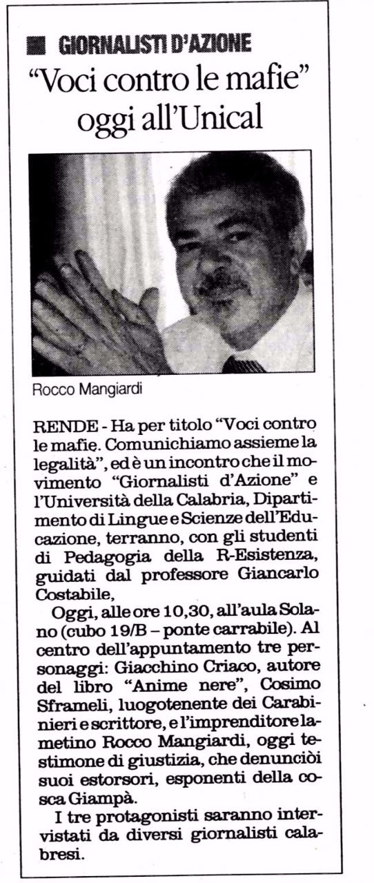 Il Quotidiano del Sud, pagina 19, PdR e Giornalisti d'Azione.