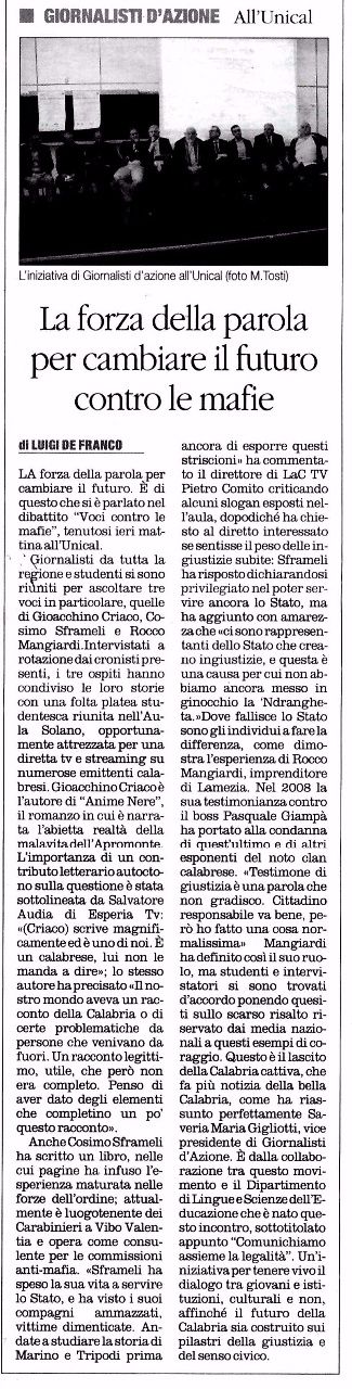 Il Quotidiano del Sud, pagina 8, PdR e Giornalisti d'Azione.