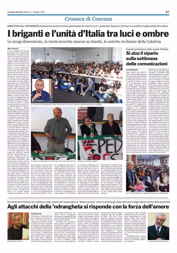 Gazzetta del Sud, pagina 27, Pdr e Pino Aprile.