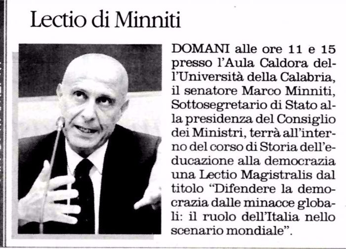 Il Quotidiano del Sud, pagina 15, PdR e Marco Minniti.