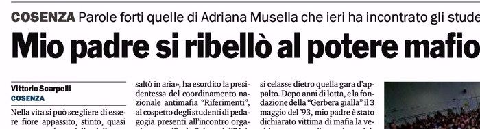 Gazzetta del Sud, pagina 23, sul seminario di PdR.