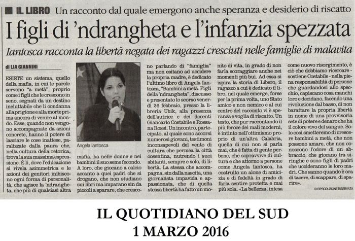 Il Quotidiano del Sud racconta la presentazione del libro di Angela Iantosca alla Ubik, organizzata da Pedagogia della R-Esistenza.