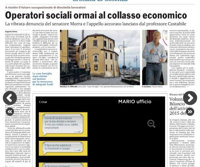 Gazzetta del Sud, a pagina 27, raccoglie la denuncia di Pedagogia della R-Esistenza sulla condizione delle Case famiglia.