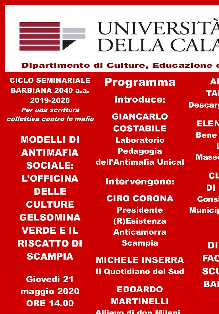 Locandina seminario 21 maggio 2020