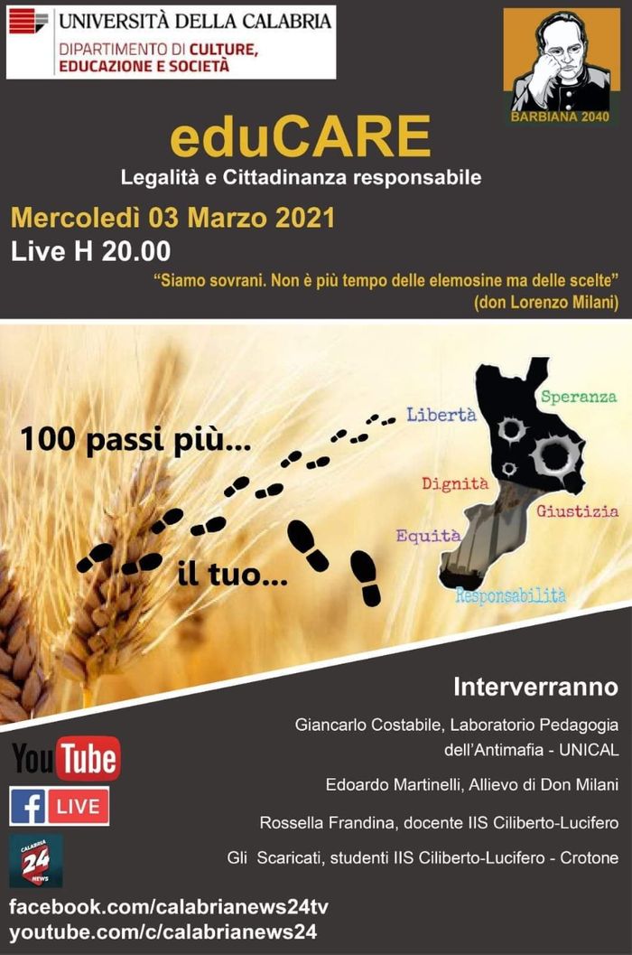 Locandina del webinar sulla legalità e cittadinanza responsabile.