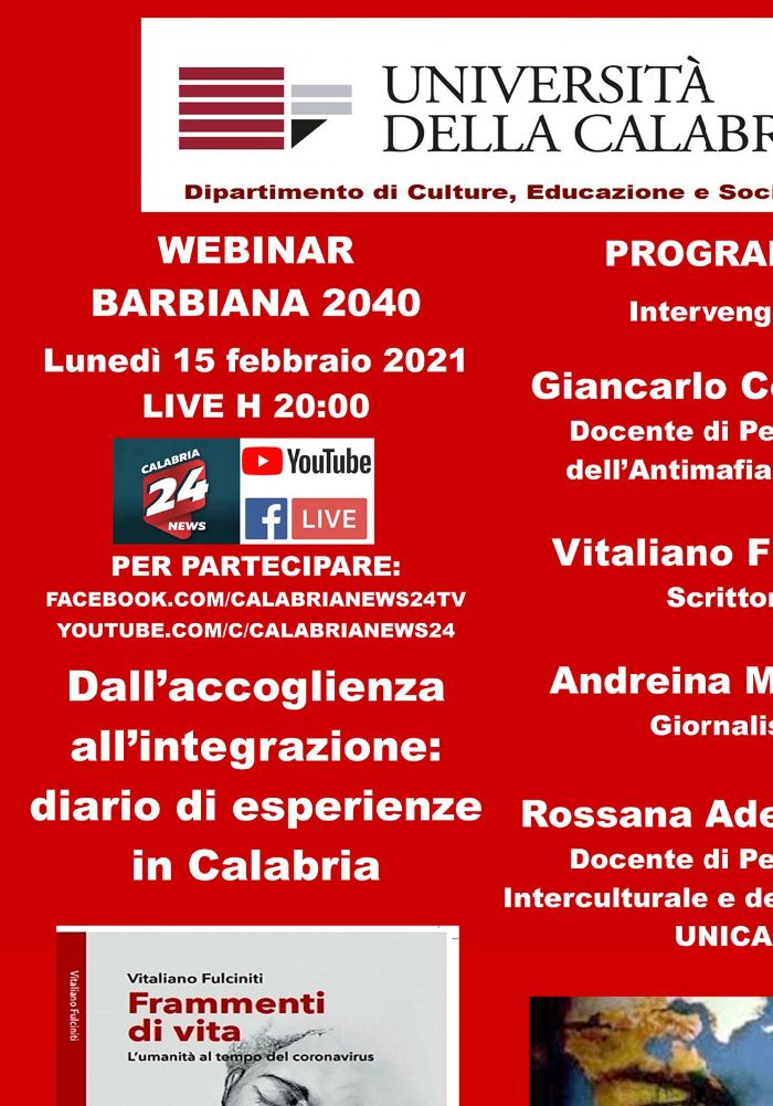 Locandina del webinar dedicato all'integrazione.