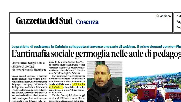 Gazzetta del Sud, 30 giugno 2021, pag. 24 edizione cosentina.