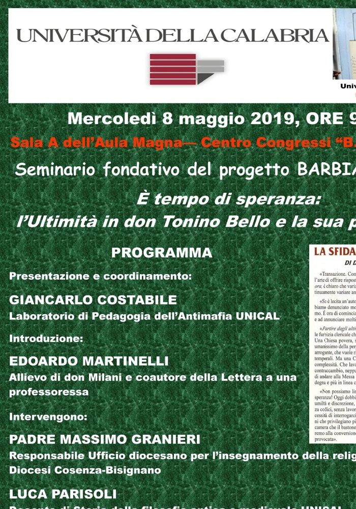 Seminario fondativo del progetto Barbiana 2040, Università della Calabria.